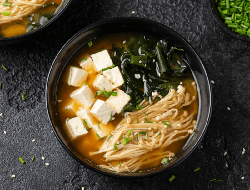 Tofu Soup with Mushrooms and vegetables