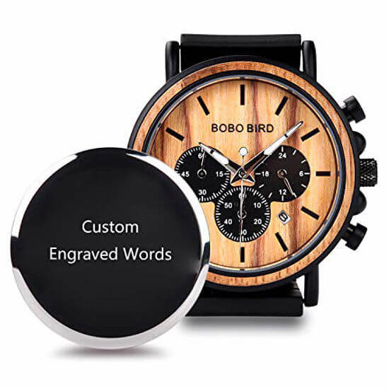 BOBO BIRD Mens Personalized Engraved Wooden Watches