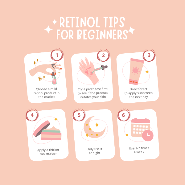 Beginner retinol serum routine - sandwich method application steps