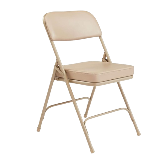 National Public cushioned folding chair, big tall folding chair with thick padded seat and strong steel frame supporting heavy users
