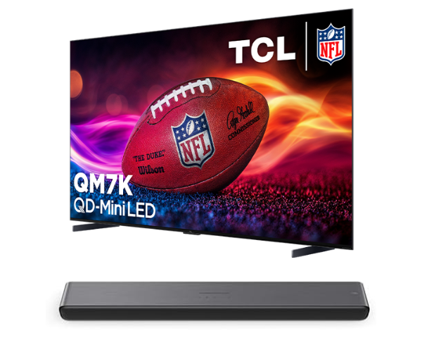 TCL 98-Inch QM7K QLED 4K Smart QD-Mini LED TV with Google TV (98QM7K, 2025 Model) + S45H S Class 2.0 Channel Sound Bar with Dolby Atmos